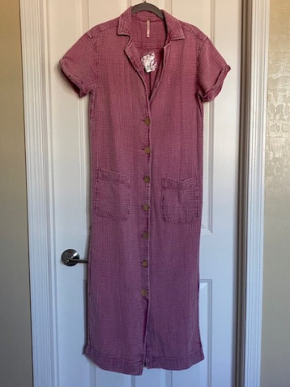 Free People Almeda Maxi Shirt Dress/Tunic/Cover Up Pink Size XS